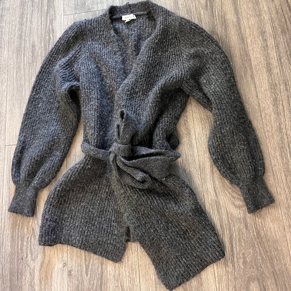 Topshop Charcoal Belted Wrap Cardigan XS - Picture 5 of 7